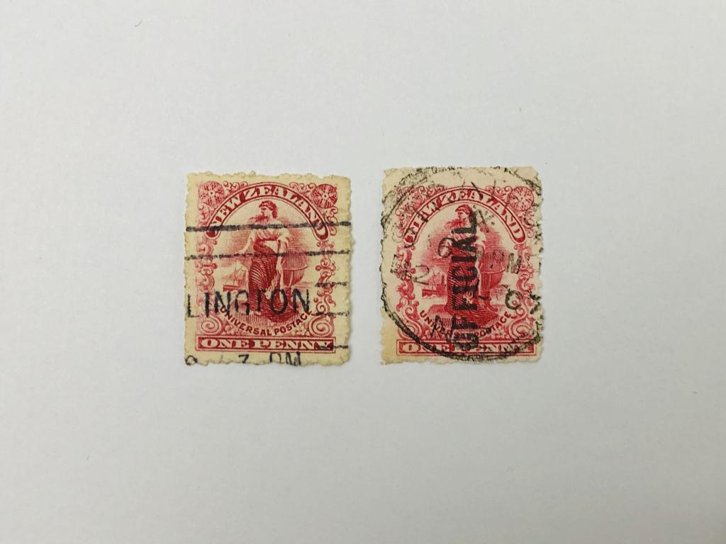 Зеландия. Аллегорическая женская фигура. Надпечатка Official. Неполная серия. Новая Зеландия. 1902