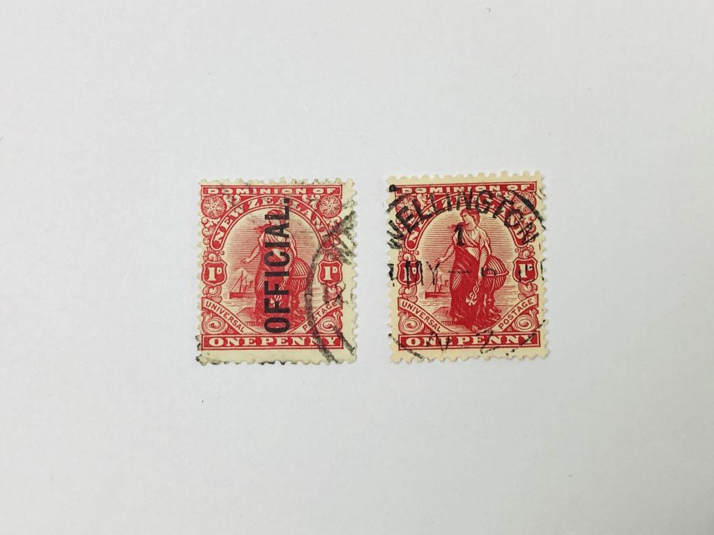 Зеландия. Аллегорическая женская фигура. Надпечатка Official. Неполная серия. Новая Зеландия. 1909