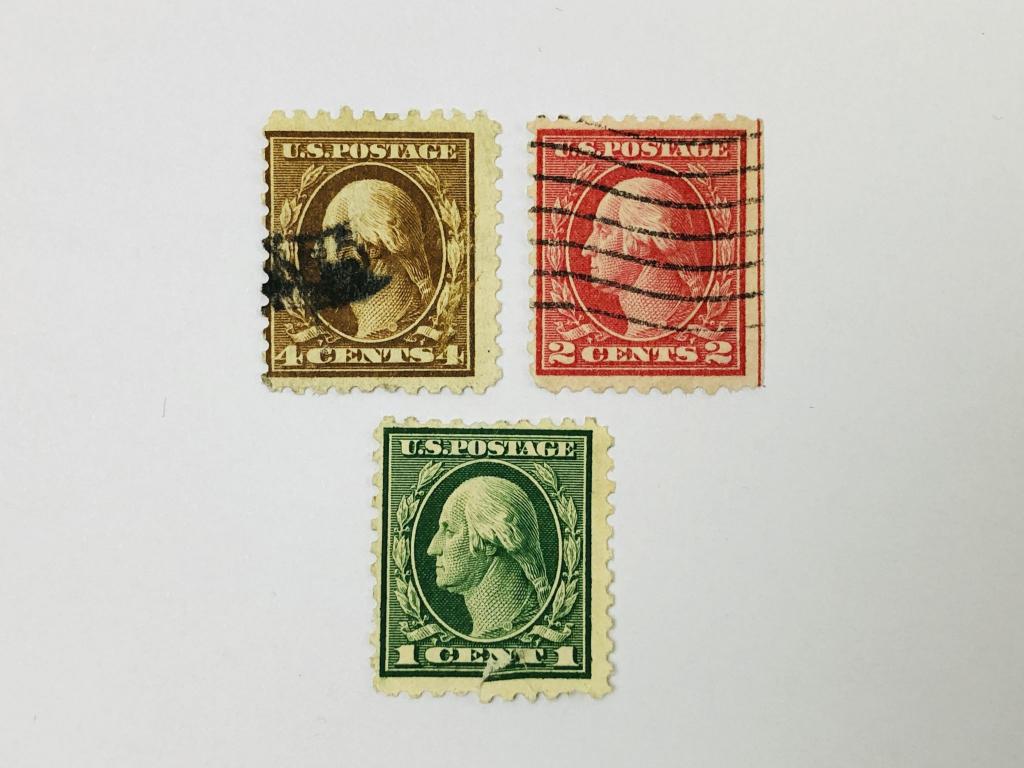 Стандарт. Джордж Вашингтон, президент. Зуб. 10. Неполная серия. США. 1916. Sc: US 462,463,465. Гаш