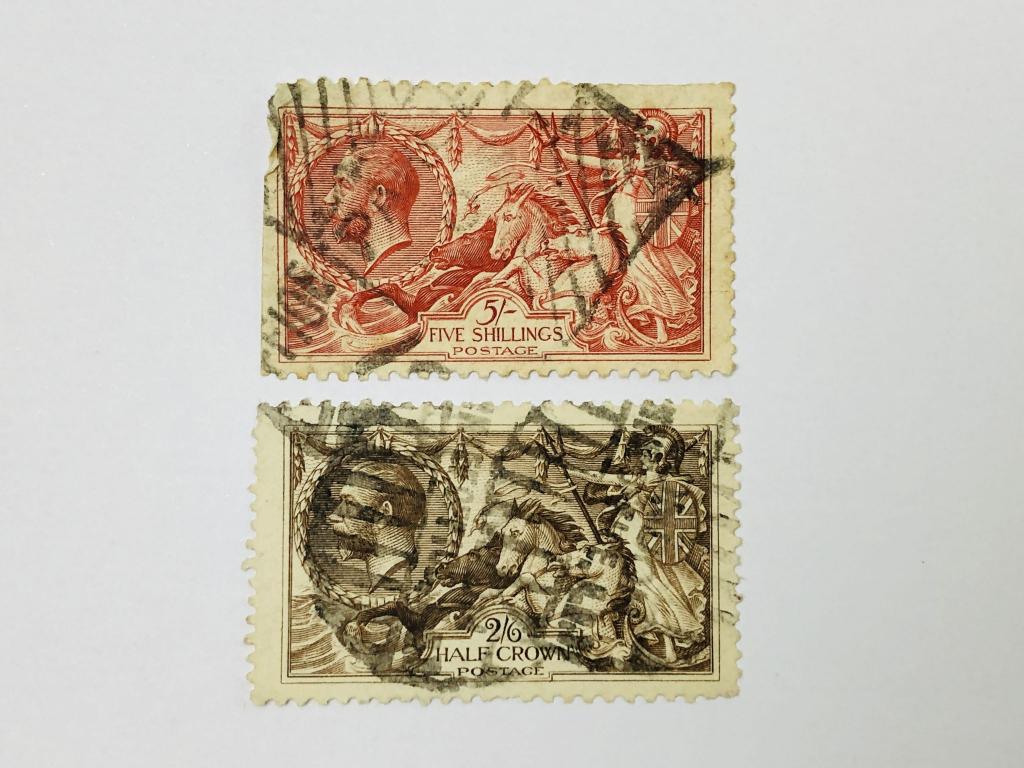 Bradbury Wilkinson: Британия правит волнами (Seahorses). Неполная серия. Великобритания. 1919. Гаш