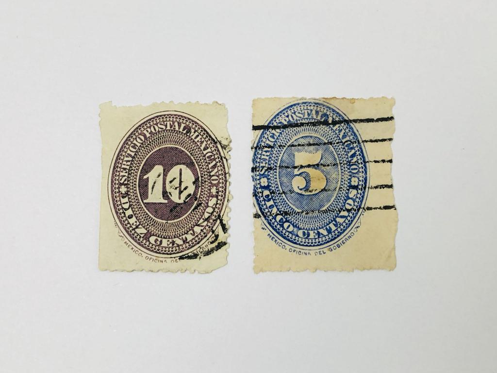 Числа. Неполная серия. Другое. Мексика. 1886. Михель: MX 151Ex, 153Ex. Гашен