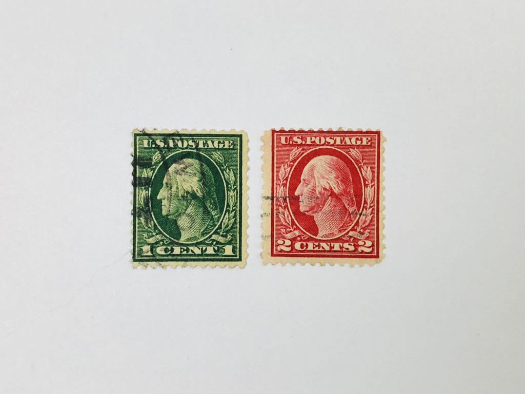 Стандарт. Джордж Вашингтон, президент. Зуб. 12. Неполная серия. США. 1912-1914. Sc: US 405-406. Гаш