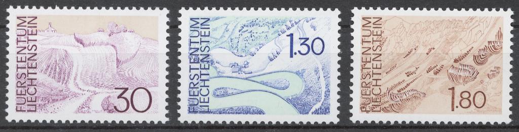 Лихтенштейн 1973 Mi# 581-83** СТАНДАРТ, ЛАНДШАФТЫ