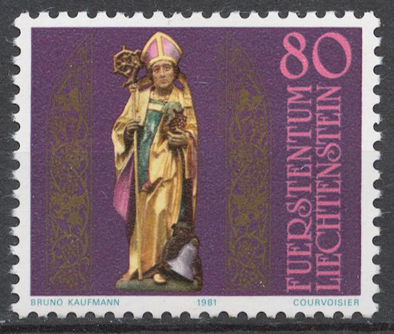 Лихтенштейн 1981 Mi# 775** СТАТУЯ СВЯТОГО ТЕОДОРА