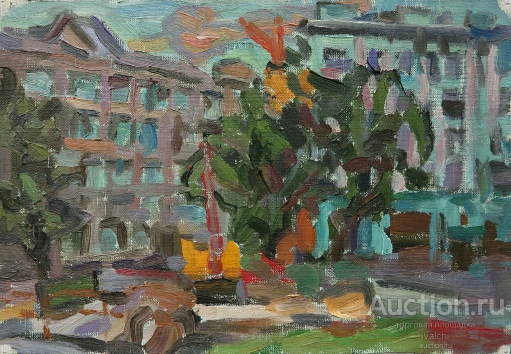 Иван Чистов - "Лубянский проезд" холст, масло 23х33см. 2000г