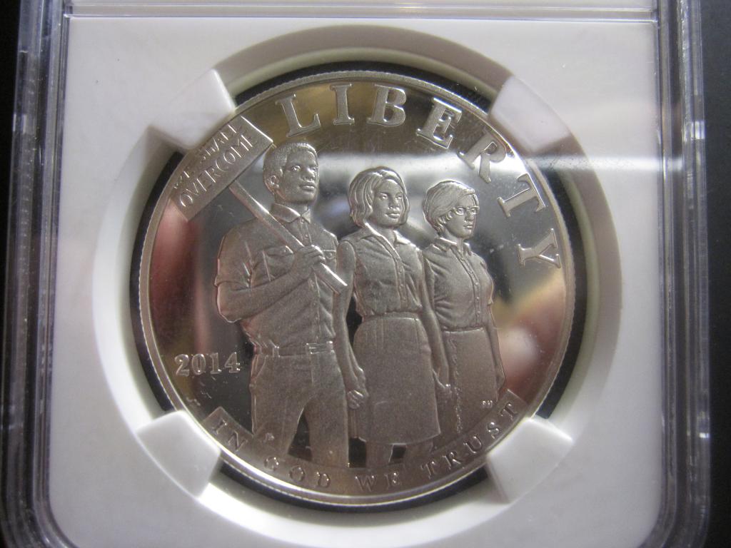 США 1 доллар 2014 P Билль о гражданских правах NGC PF69UCAM СЕРЕБРО ЛЮКС!