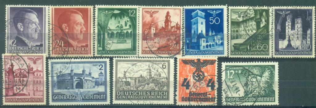 Германия (Генералгубернаторство) Набор марок 1940-44 г. гашеная