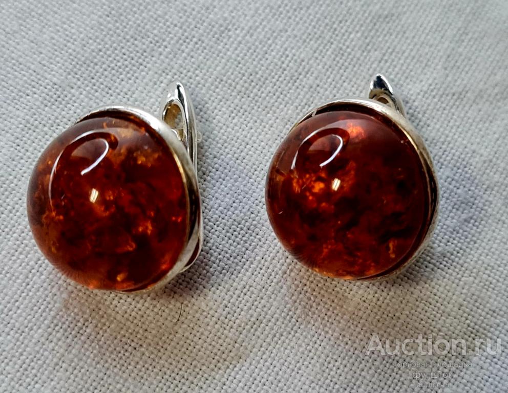СЕРЬГИ СЕРЕБРО 925 ПРОБА ЯНТАРЬ Новые Бирка .... 49 72