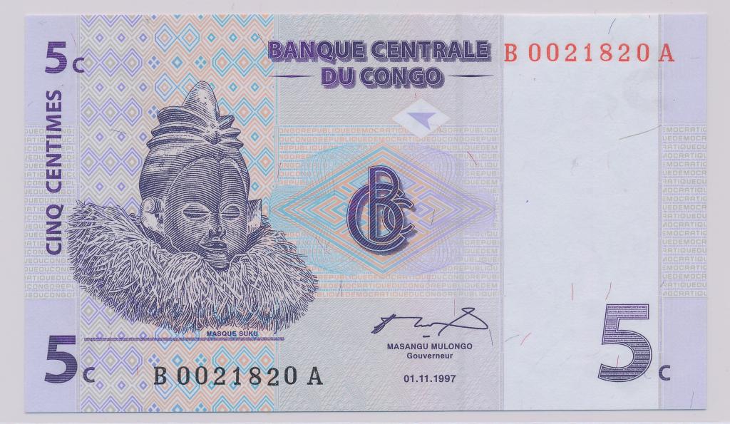 Конго 5 сантимов 1997 Р-81 UNC
