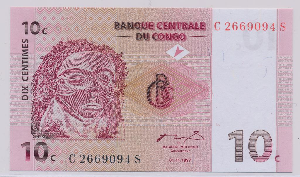 Конго 10 сантимов 1997 Р-82 UNC