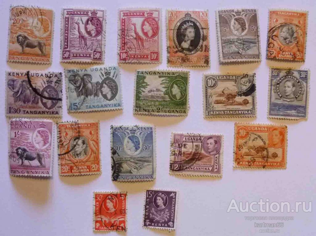 МАРКИ КЕНИЯ ТАНГАНЬИКА УГАНДА  НАБОР  23 ШТ