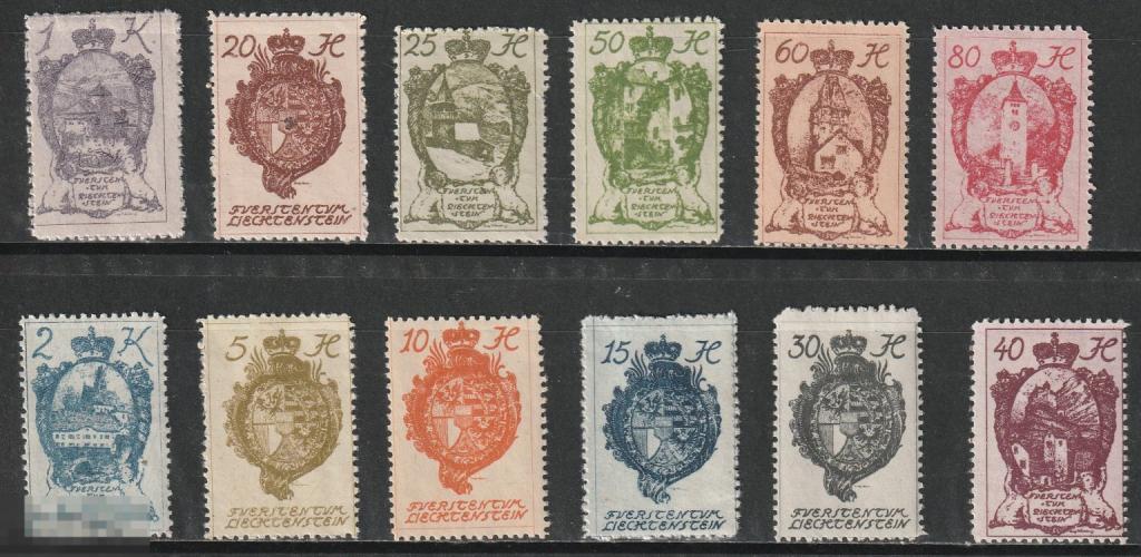Лихтенштейн Гербы серия* 1920г.