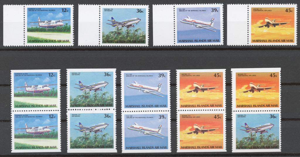 Маршалловы о-ва 1989 Mi# 217-20** СТАНДАРТ, САМОЛЕТЫ