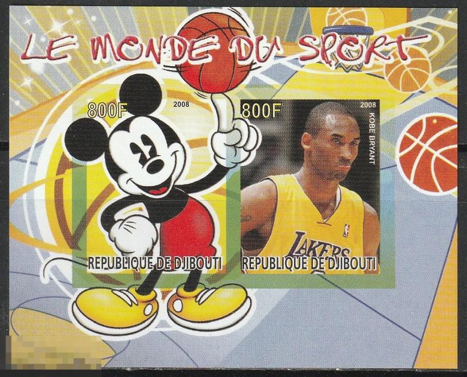 Джибути Дисней Мировой спорт блок беззубцовый** 2008г.