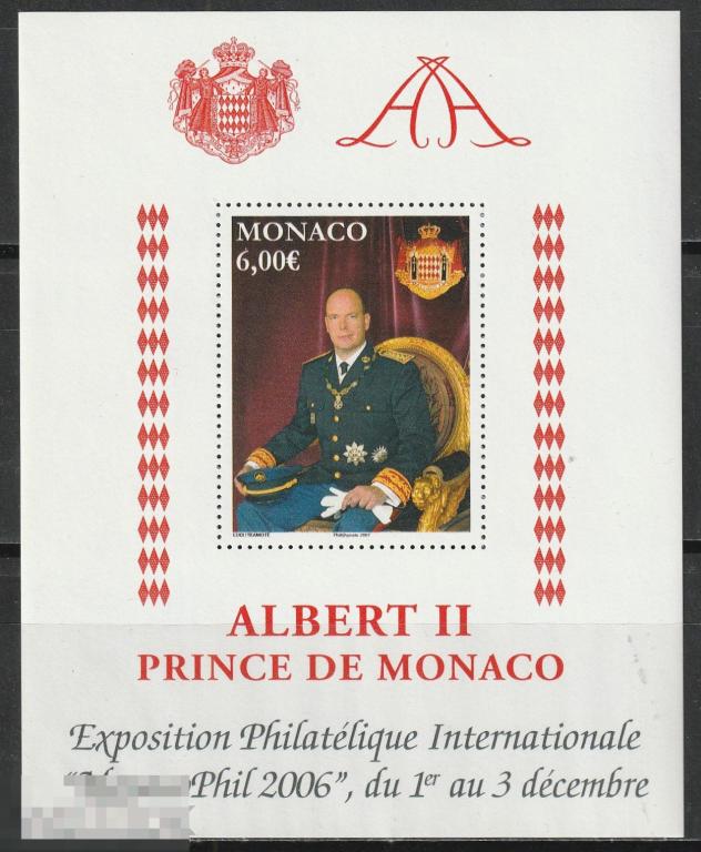 Монако Альберт II блок** 2007г.