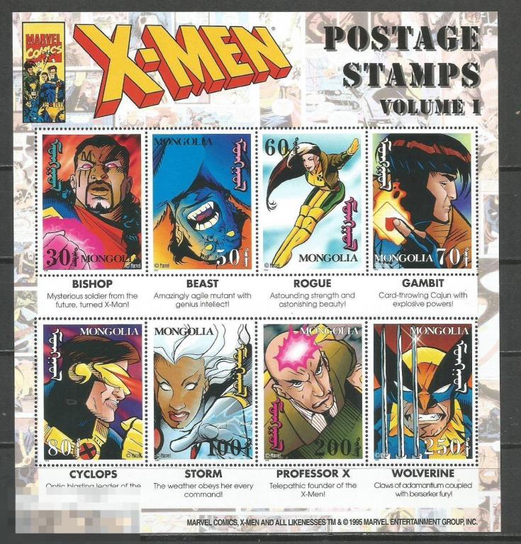 Монголия 2576-2583 X-men Комиксы лист** 1995г.