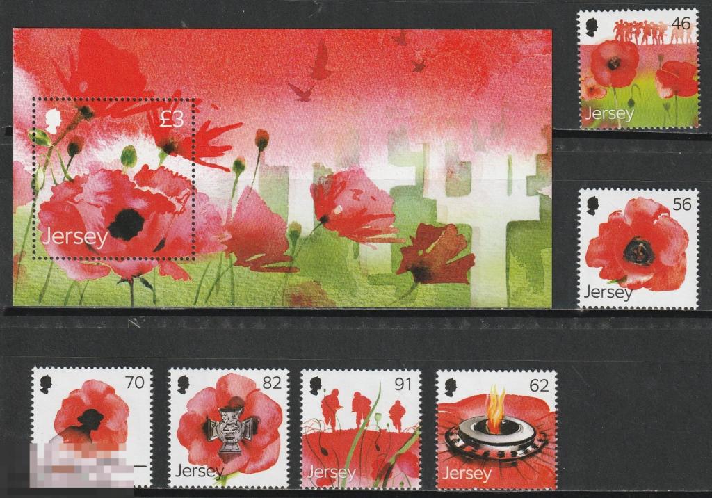 Джерси 100 лет с начала I мировой войны Маки серия + блок** 2014г.