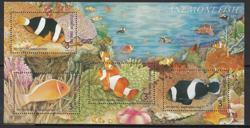 Таиланд Морская фауна Рыбки-анемоны блок** 2006г.
