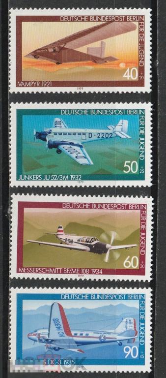 Германия Западный Берлин Авиация Самолеты серия** 1979г.