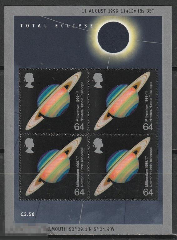 Великобритания Полное солнечное затмение блок** 1999г.