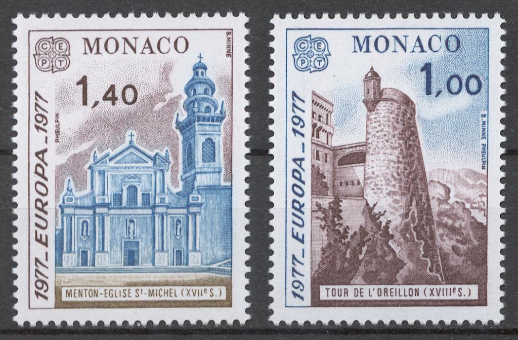 Монако 1977 Mi# 1273-74** ЕВРОПА СЕПТ 77, АРХИТЕКТУРА