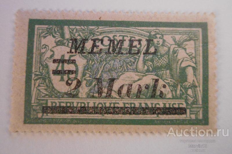 1922 год  Литва Клайпеда Мемель Гражданская война  Марка  45c Надпечатка 2 Марки  MEMEL