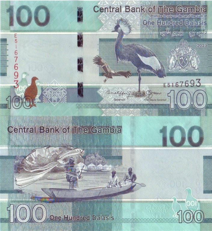 Гамбия 100 даласи 2023 P41c пресс unc