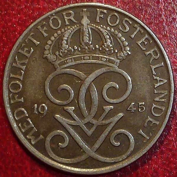 Швеция 5 эре 1945 года.