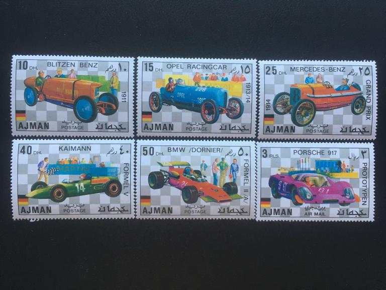 AJMAN «Немецкие гоночные машины.»        1971   **Mi.1117-1122