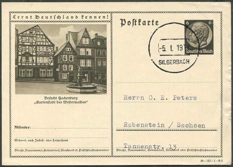 СУДЕТЫ 1938 Sudetenland Германия SILBERBACH (Stříbrná) провизорий оккупация Чехословакии иллюстр. ПК