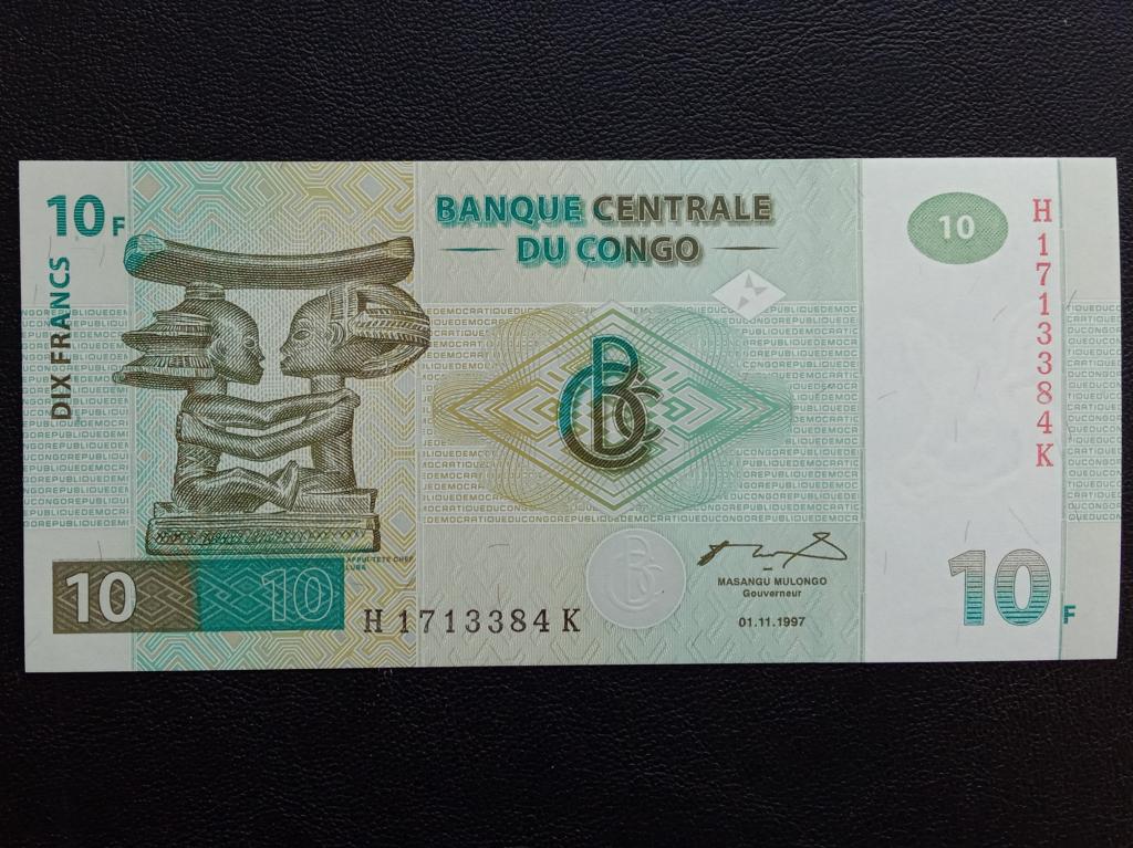 Конго 10 франков 1997г.    UNC    Р.87В