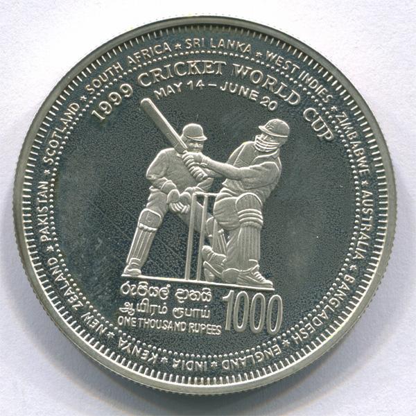 Шри Ланка 1000 рупий 1999 г Крикет 1996