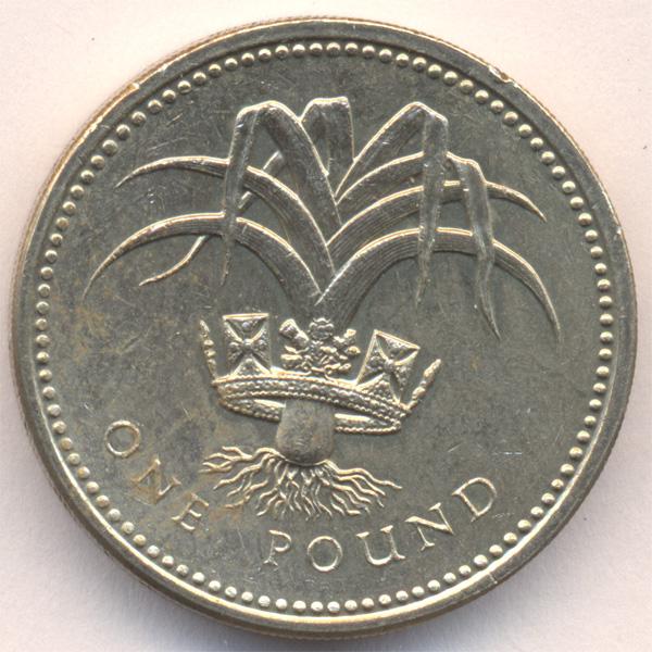 Великобритания 1 фунт 1990 г