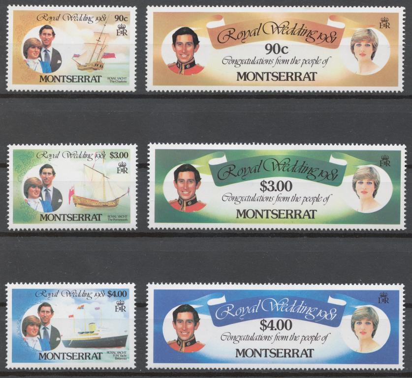 Монтсеррат 1981 Mi# 465-70** СВАДЬБА ЧАРЛЬЗА И ДИАНЫ