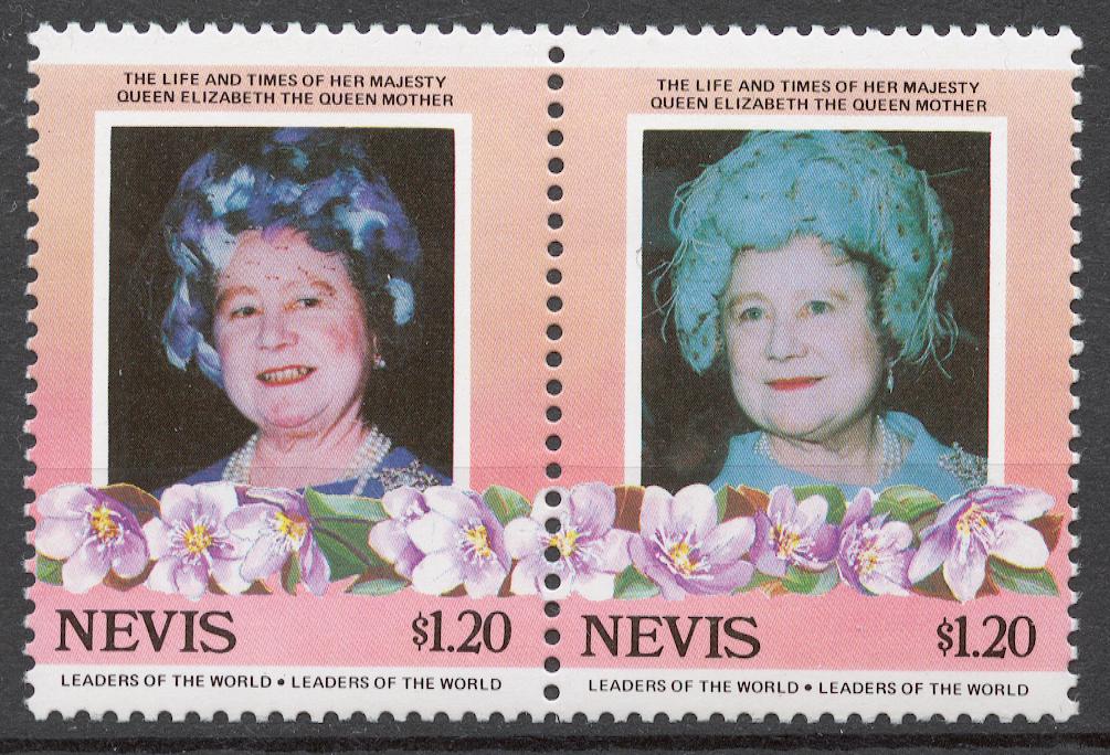 Невис 1985 Mi# 296-97** 85 ЛЕТИЕ КОРОЛЕВЫ МАТЕРИ