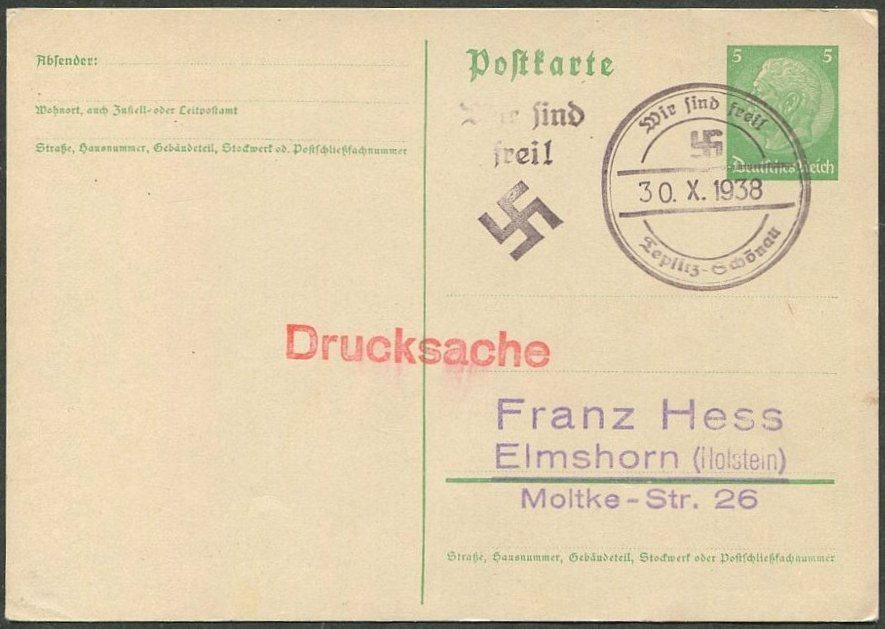 СУДЕТЫ 1938 Sudetenland Германия TEPLITZ-SCHÖNAU (Teplice-Šanov) провизорий оккупация Чехословакии