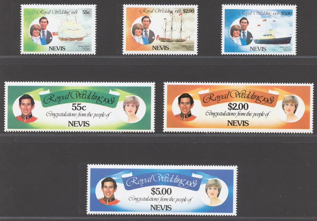 Невис 1981 Mi# 60-65** СВАДЬБА ЧАРЛЬЗА И ДИАНЫ