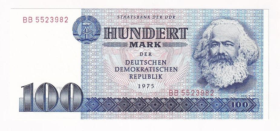 ГДР Банкнота 100 марок 1975 год UNC (4717)