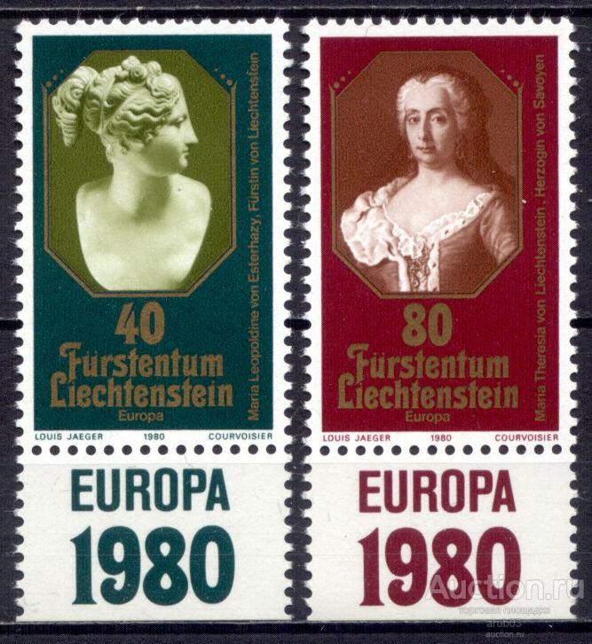 - Лихтенштейн 1980 Личности Мария Тереза Лихтенштейнская Мария Леопольдина Эстерхази Mi # 741|V1-34|