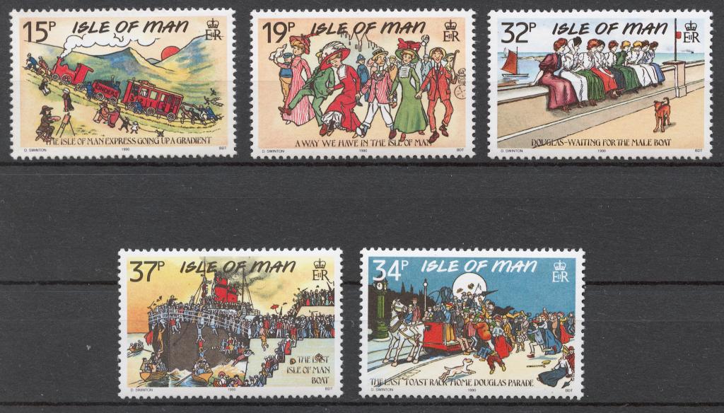 Мэн о-ов 1990 Mi# 422-26** ЮМОРИСТИЧЕСКИЕ ОТКРЫТКИ