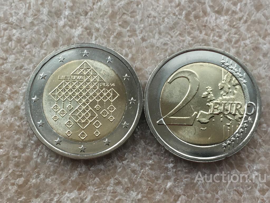Литва 2 евро 2024 Литовские соломенные сады БИМЕТАЛЛ