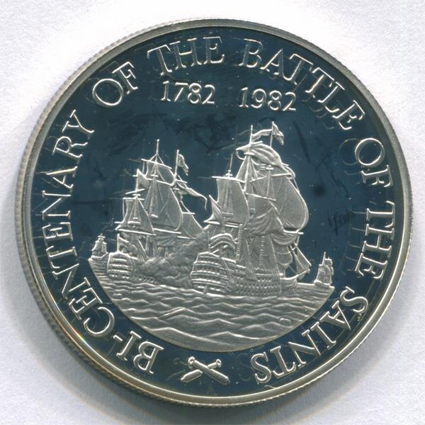Сент Кристофер и Невис 20 долларов 1982 г Battle of the Saints серебро