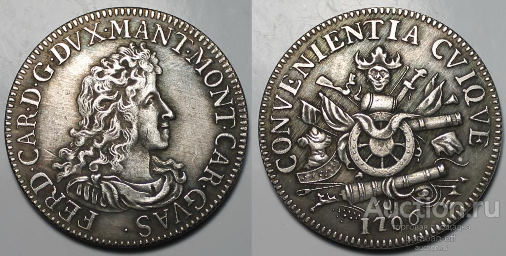 Мантуя 1 скудо, 1706 года. Карл Фердинанд. гурт рубчатый. 40 мм