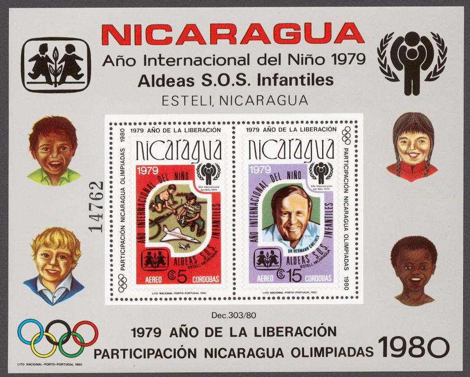 Никарагуа 1980 Mi# Бл.110A** ГОД ДЕТЕЙ, ОЛИМПИЙСКИЕ ИГРЫ 1980