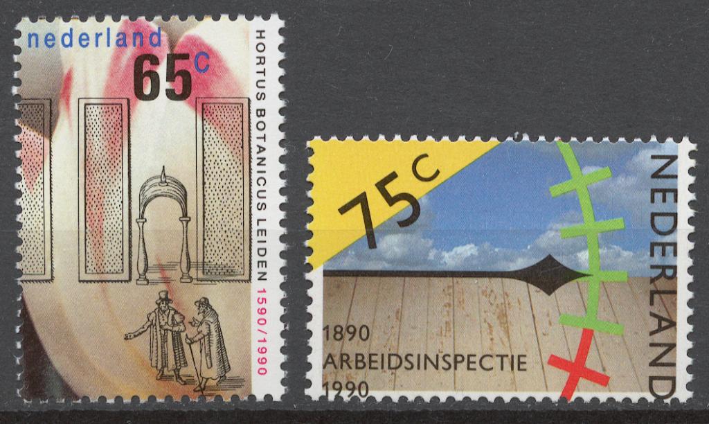Нидерланды 1990 Mi# 1375-76** ЮБИЛЕИ, БОТАНИЧЕСКИЙ САД, ИНСПЕКЦИЯ ТРУДА