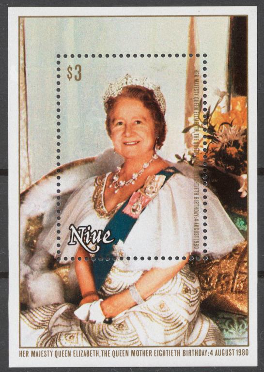 Ниуэ 1980 Mi# Бл.37** 80 ЛЕТИЕ КОРОЛЕВЫ МАТЕРИ