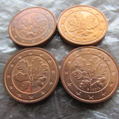 Монета 2 цент два евроцент Германия 2014 F флора желудь, одна штука