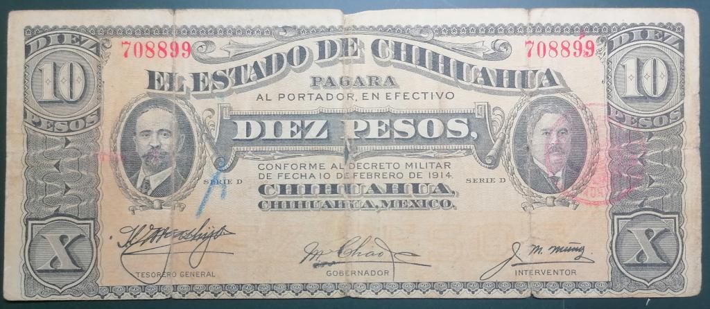Мексика, 10 песо 1914 год