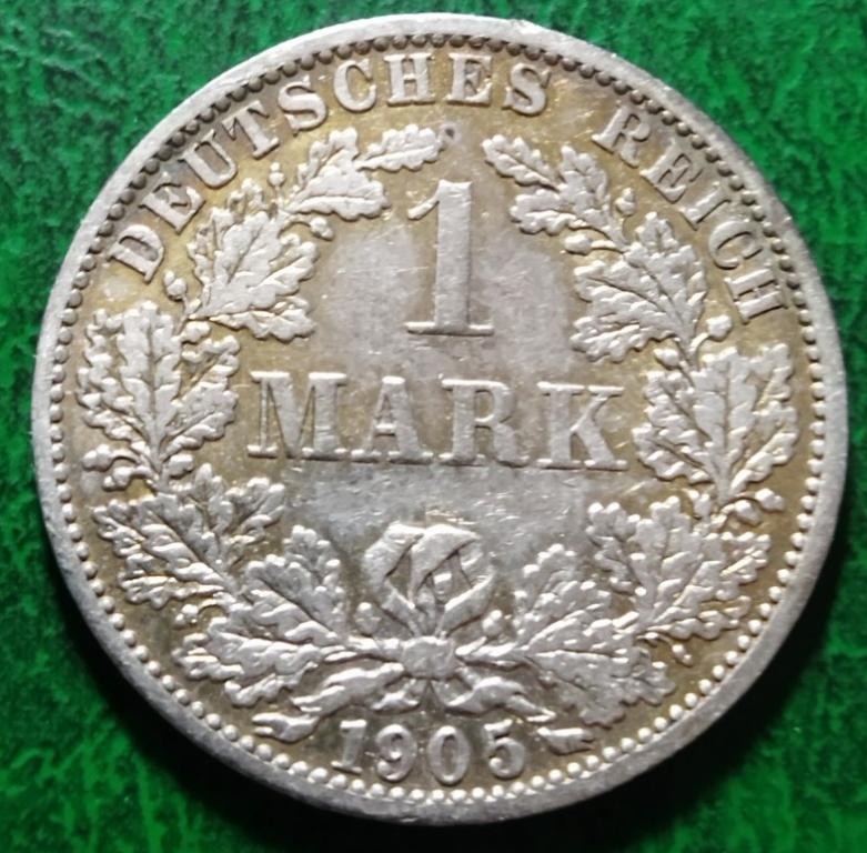 Германия 1 одна марка 1905 год серебро.монета