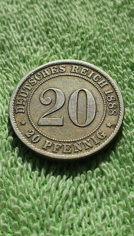 20 пфеннигов, 1888 год D, Германия империя